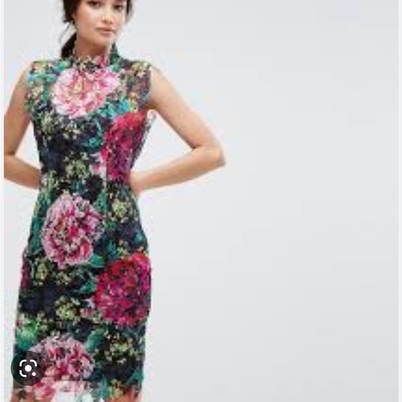 16W Paper Dolls Mock Neck Floral Lace Dress - Picture 4 of 4